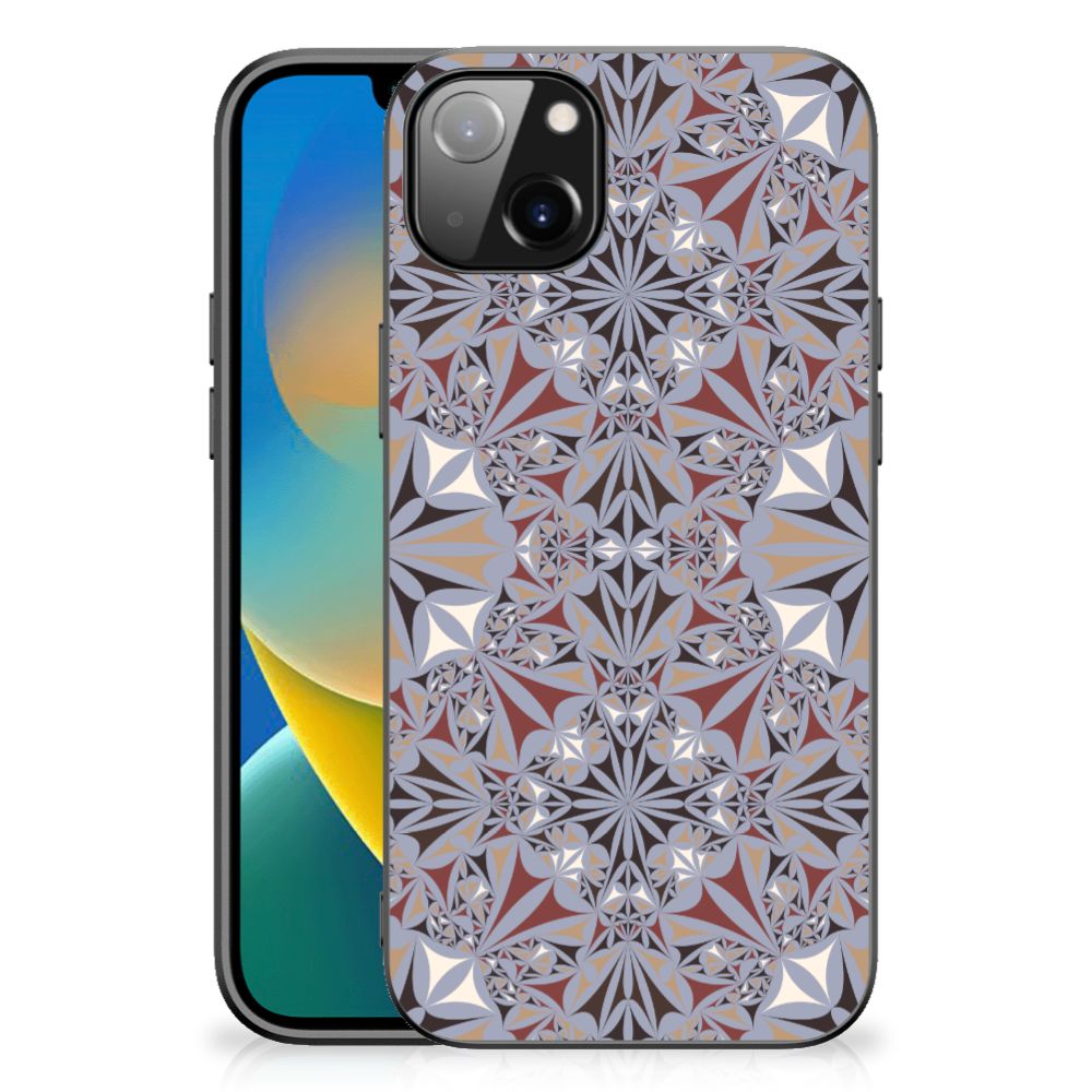 iPhone 14 Plus Marmeren Print Telefoonhoesje Flower Tiles