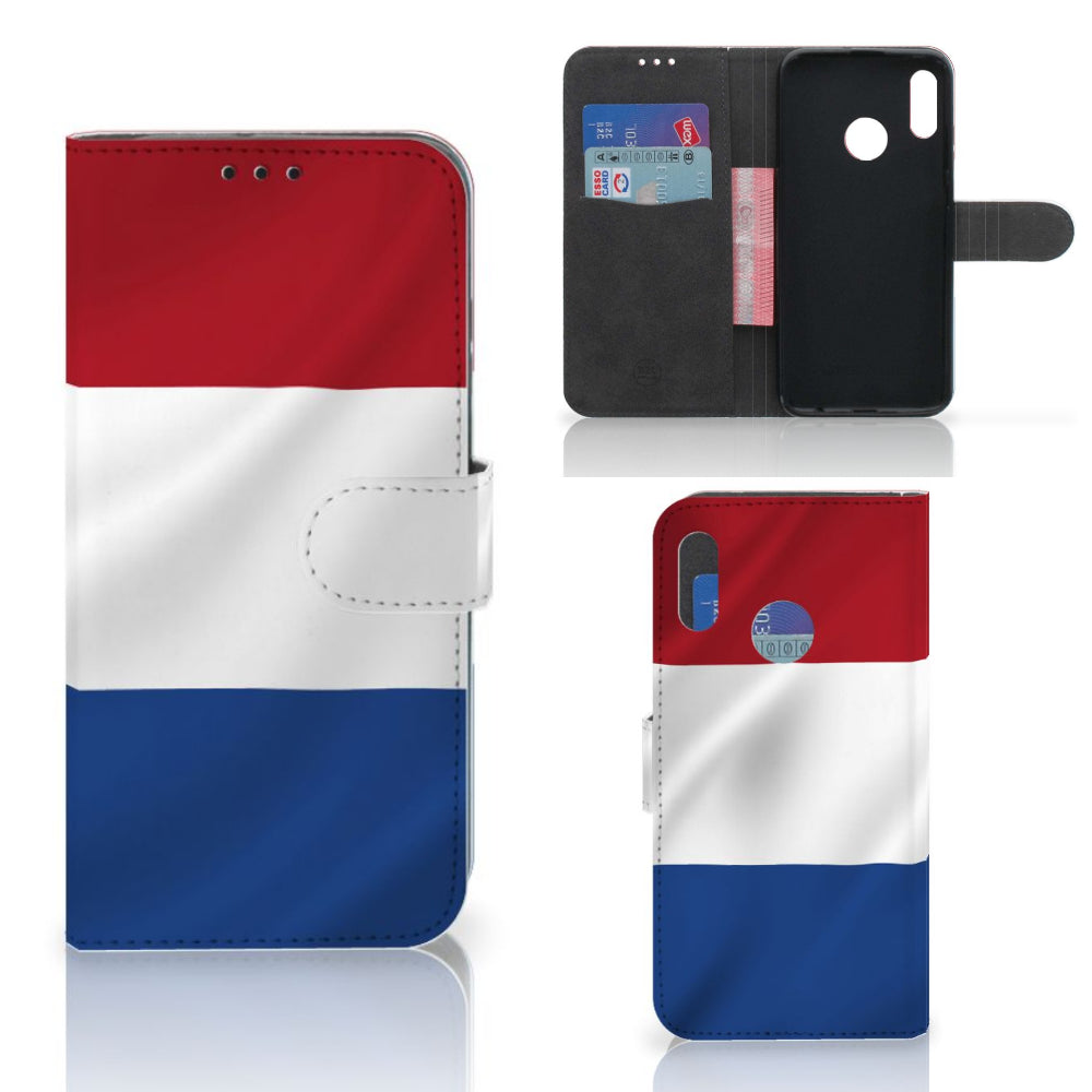 Honor 10 Lite Bookstyle Case Nederlandse Vlag met design van de Nederlandse vlag en ruimte voor pasjes.