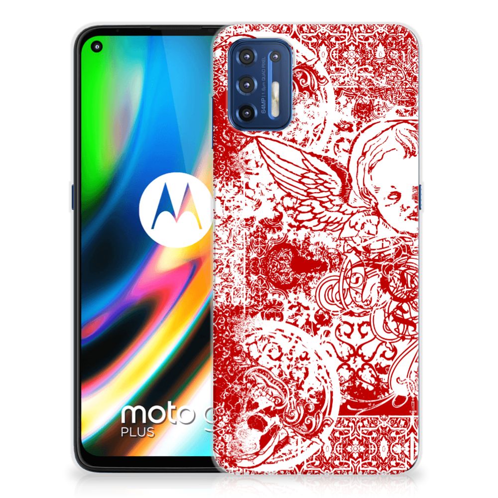 Silicone Back Case Motorola Moto G9 Plus Angel Skull Rood