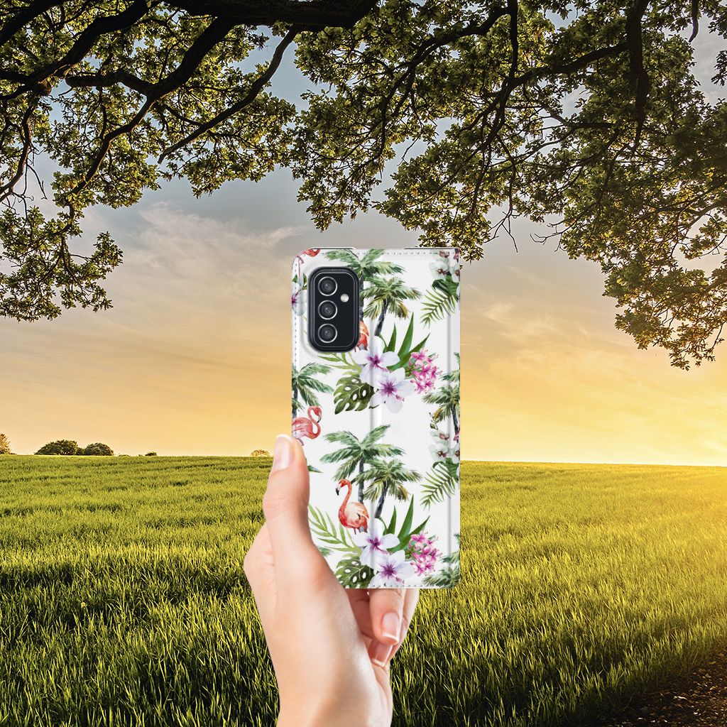 Samsung Galaxy M52 Hoesje maken Flamingo Palms - B2C Telecom