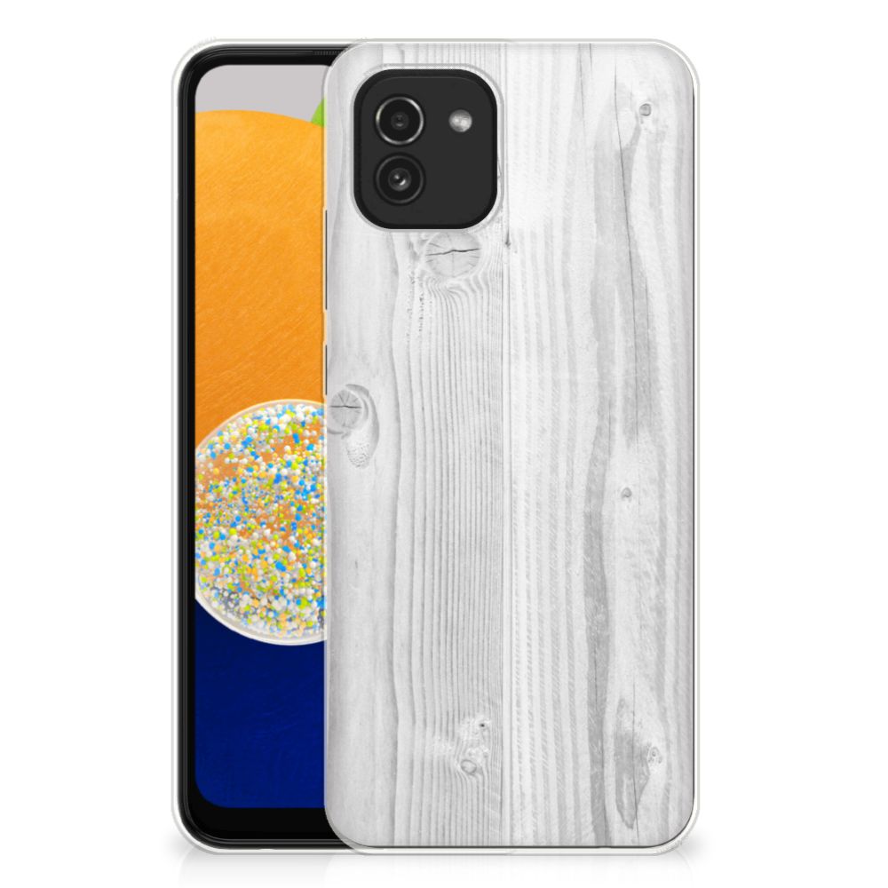 Samsung Galaxy A03 Bumper Hoesje White Wood