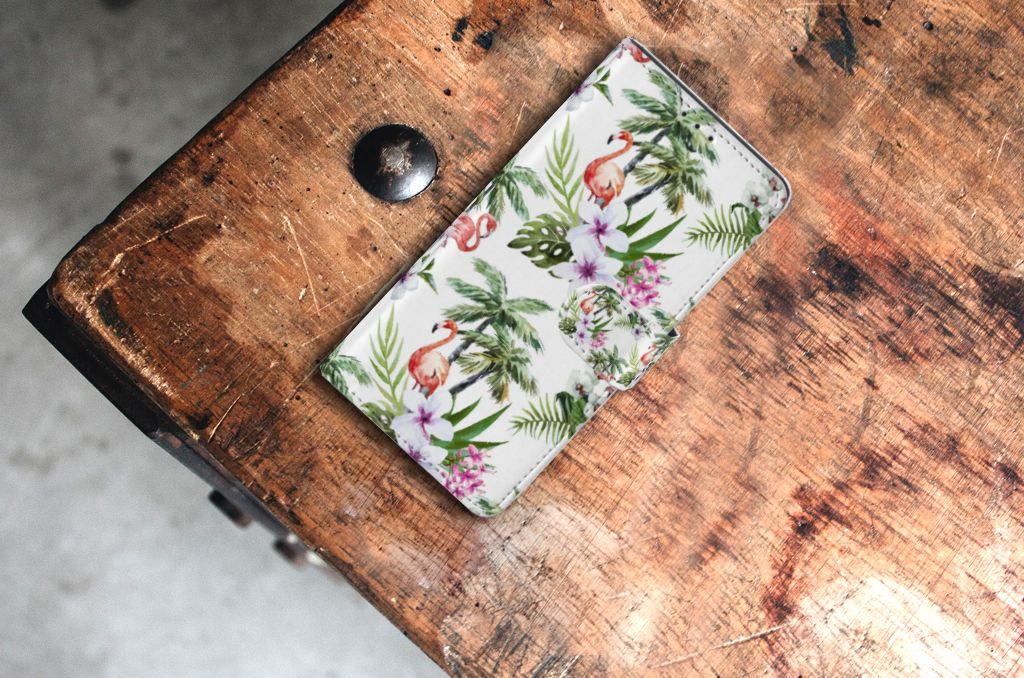 Samsung Xcover Pro Telefoonhoesje met Pasjes Flamingo Palms