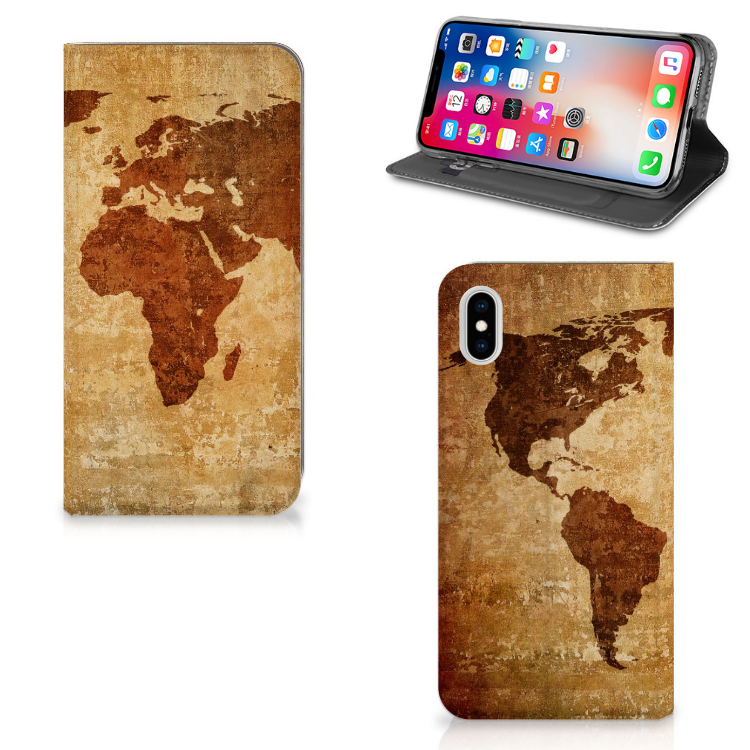Apple iPhone Xs Max Book Cover Wereldkaart