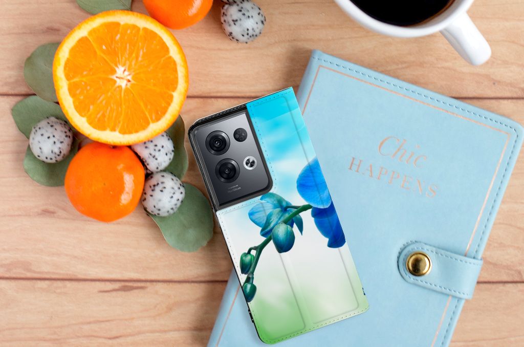OPPO Reno8 Pro Smart Cover Orchidee Blauw - Cadeau voor je Moeder - B2C Telecom