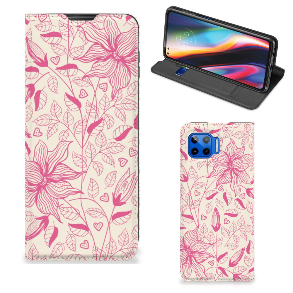 Motorola Moto G 5G Plus Smart Cover Pink Flowers - B2C Telecom