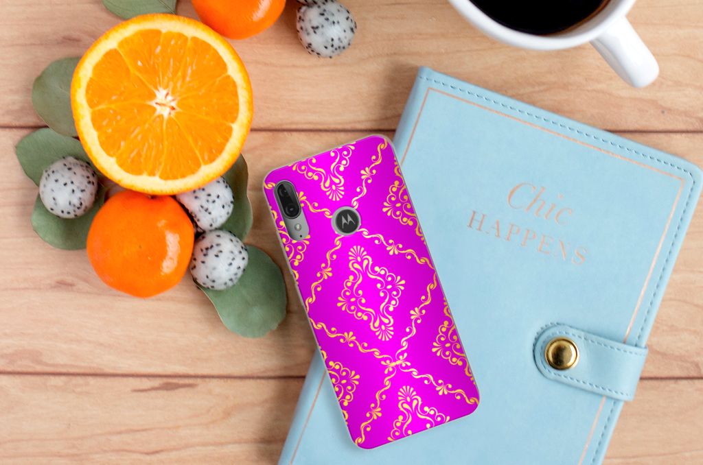 Siliconen Hoesje Motorola Moto E6 Plus Barok Roze