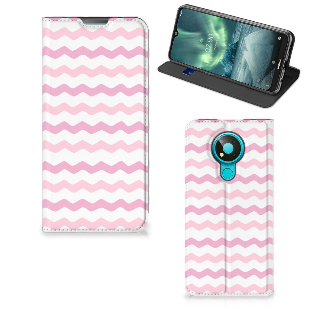 Nokia 3.4 Hoesje met Magneet Waves Roze - B2C Telecom