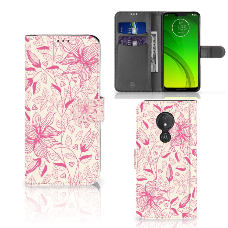 Motorola Moto G7 Power Hoesje Pink Flowers