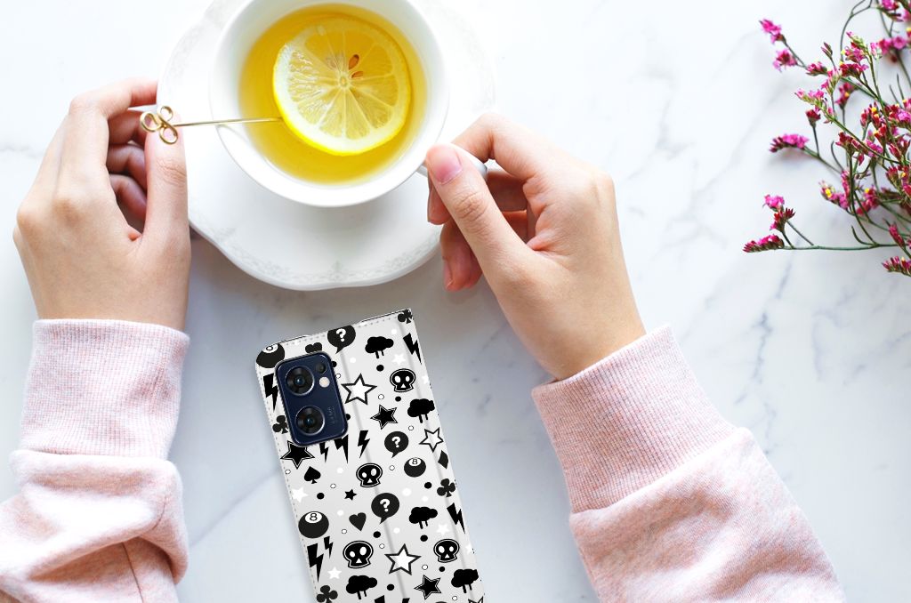 Mobiel BookCase OPPO Find X5 Lite | Reno7 5G Silver Punk - B2C Telecom
