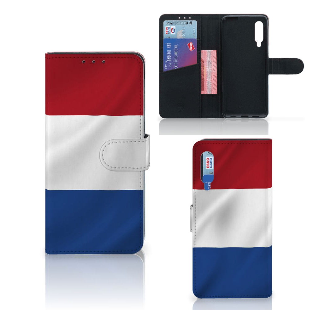 Xiaomi Mi 9 Bookstyle Case Nederlandse Vlag met artistiek ontwerp en ruimte voor pasjes.