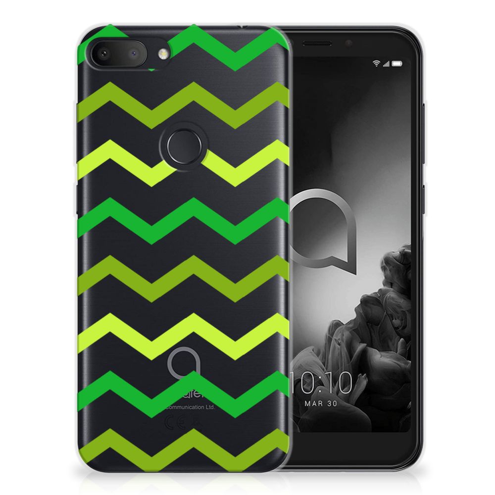 Alcatel 1S (2019) TPU bumper Zigzag Groen