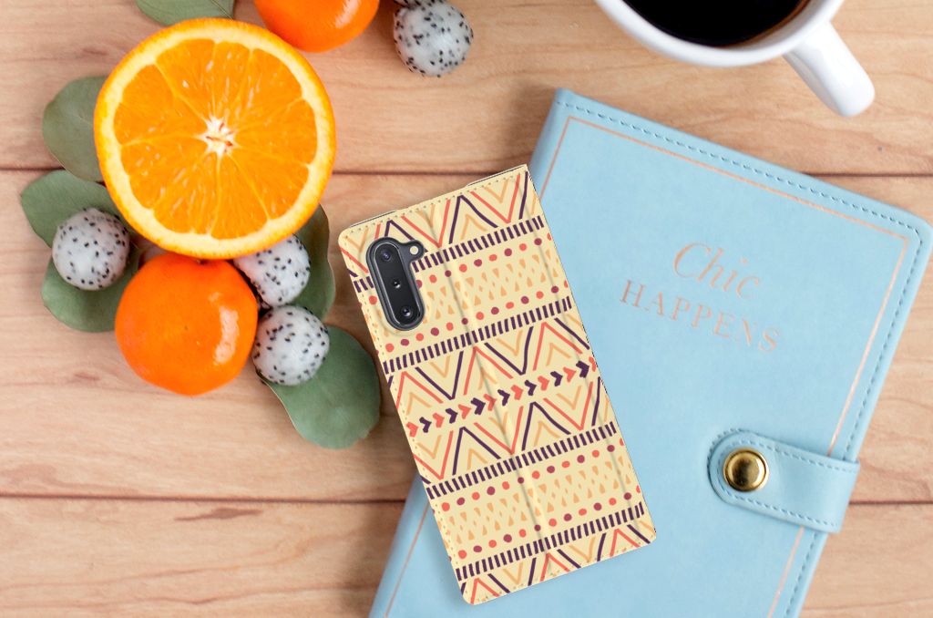 Samsung Galaxy Note 10 Hoesje met Magneet Aztec Yellow