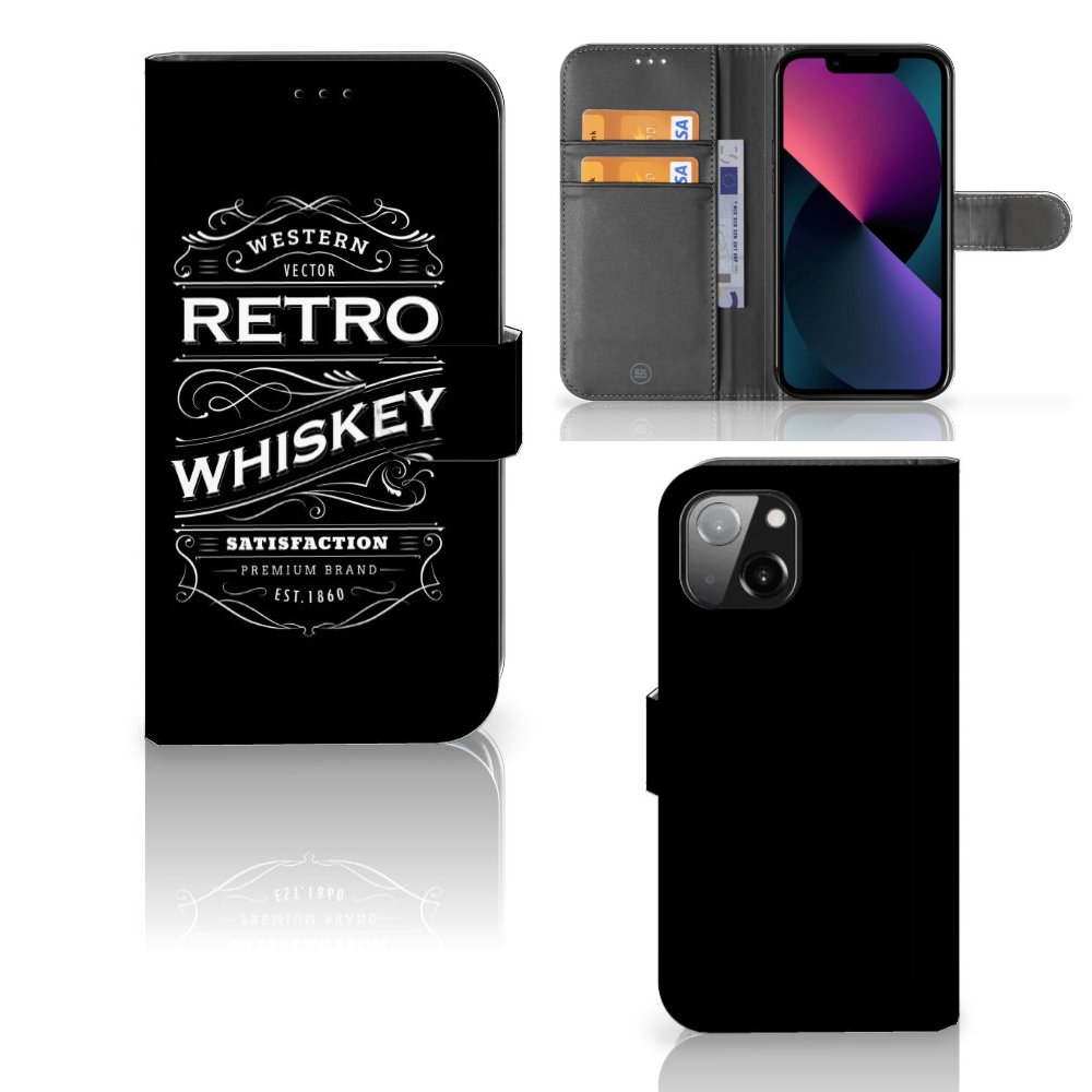 Apple iPhone 13 Book Cover Whiskey with retro whiskey design, perfect for whiskey enthusiasts đ.