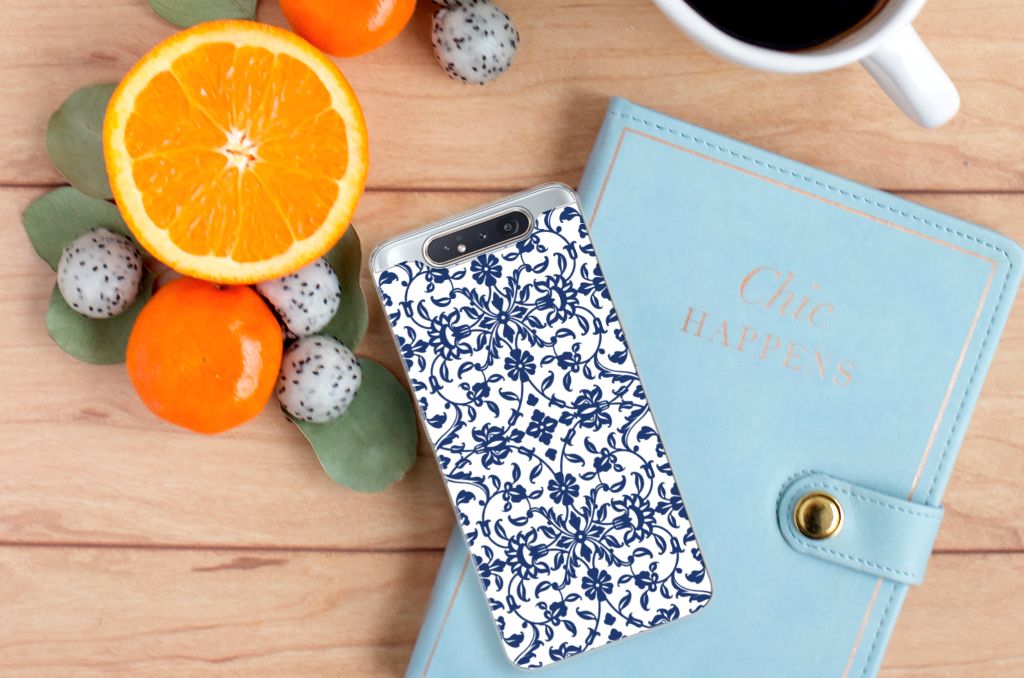 Samsung Galaxy A80 TPU Case Flower Blue
