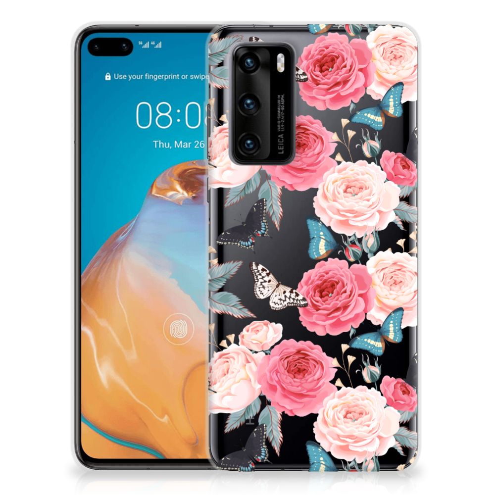 Huawei P40 TPU Case Butterfly Roses B2C Telecom