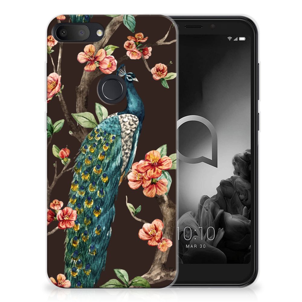 Alcatel 1S (2019) TPU Hoesje Pauw met Bloemen