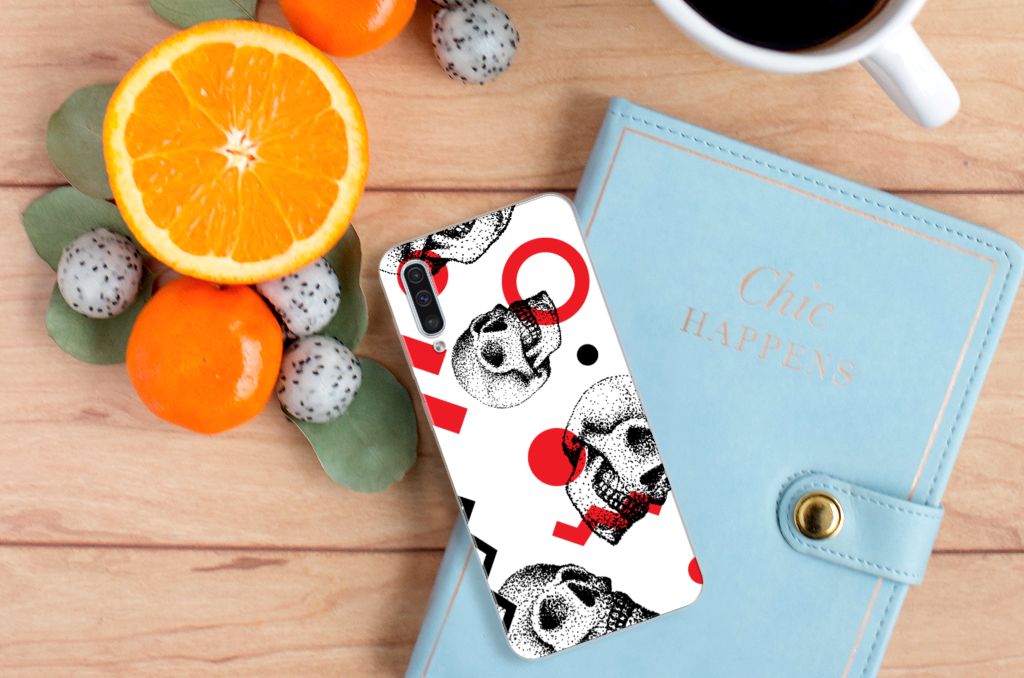 Silicone Back Case Samsung Galaxy A50 Skull Red