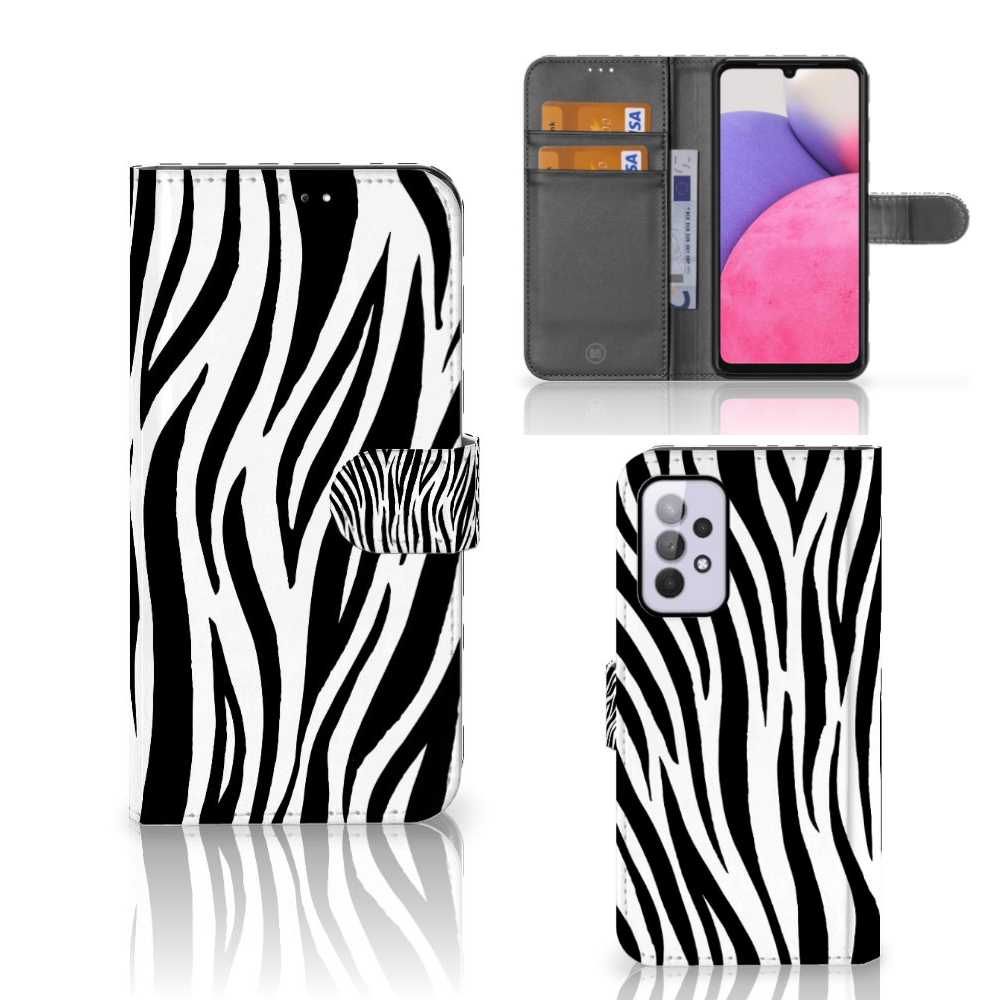 Samsung Galaxy A33 5G Telefoonhoesje met Pasjes Zebra