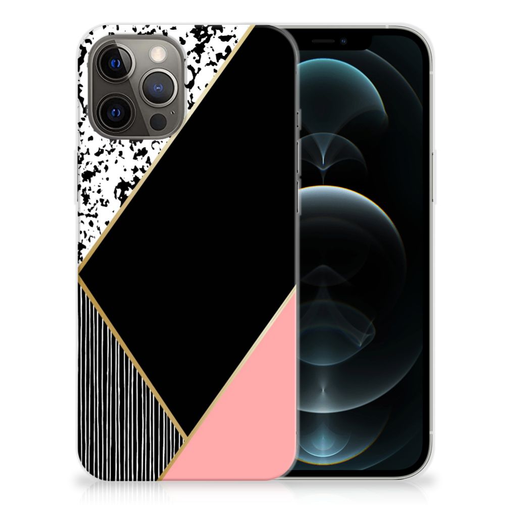 iPhone 12 Pro Max TPU Hoesje Zwart Roze Vormen B2C Telecom