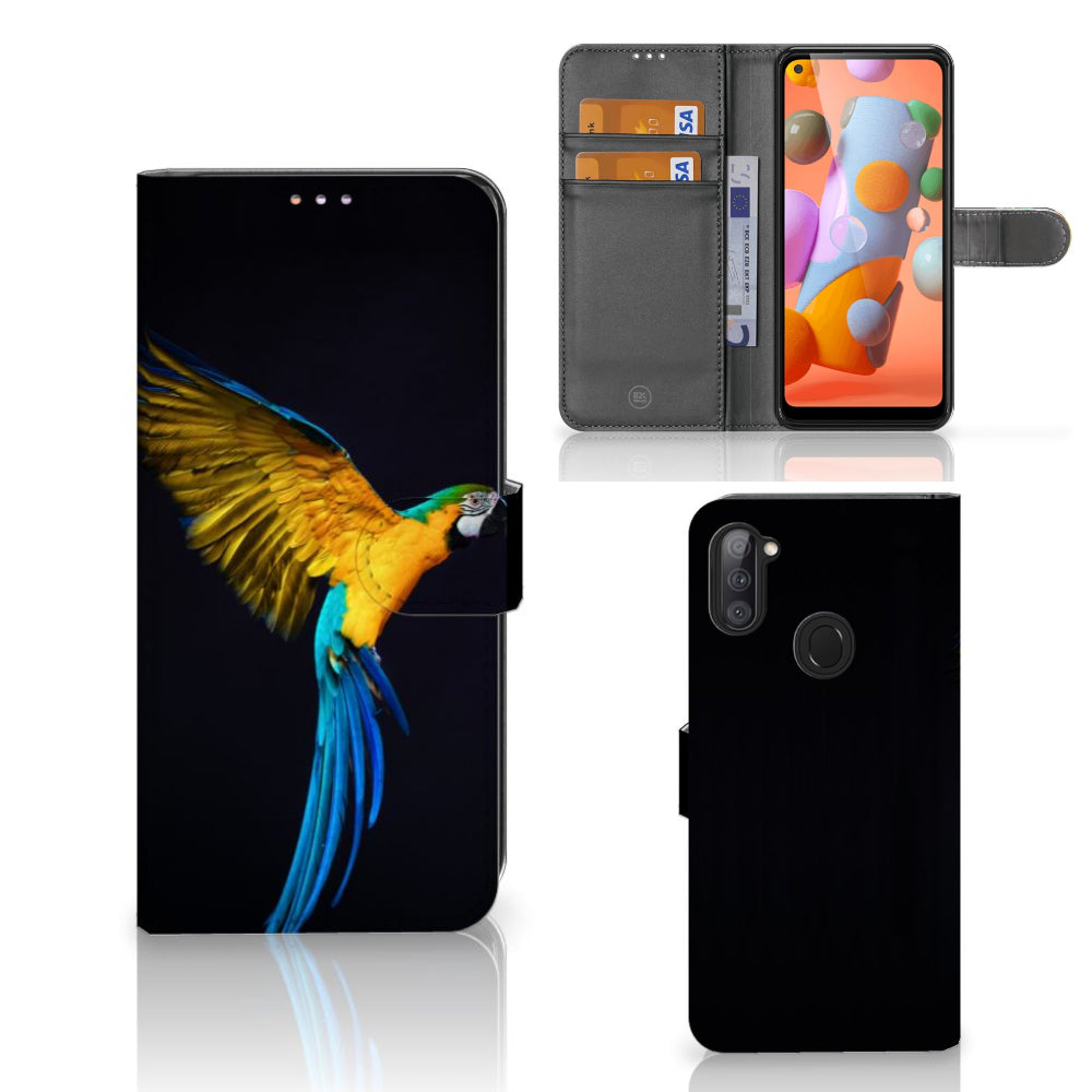 Samsung Galaxy M11 | A11 Telefoonhoesje met Pasjes Papegaai