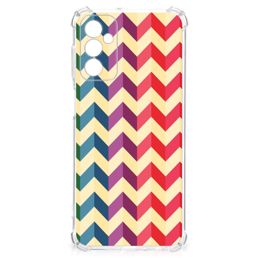 Samsung Galaxy M13 4G | M23 Doorzichtige Silicone Hoesje Zigzag Multi Color B2C Telecom