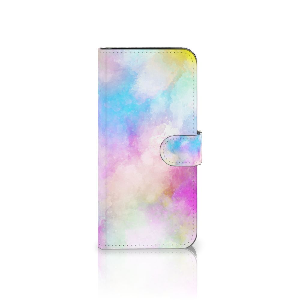 Hoesje Samsung Galaxy S24 FE Watercolor Light met kleurrijk pastel ontwerp en pasjeshouder.