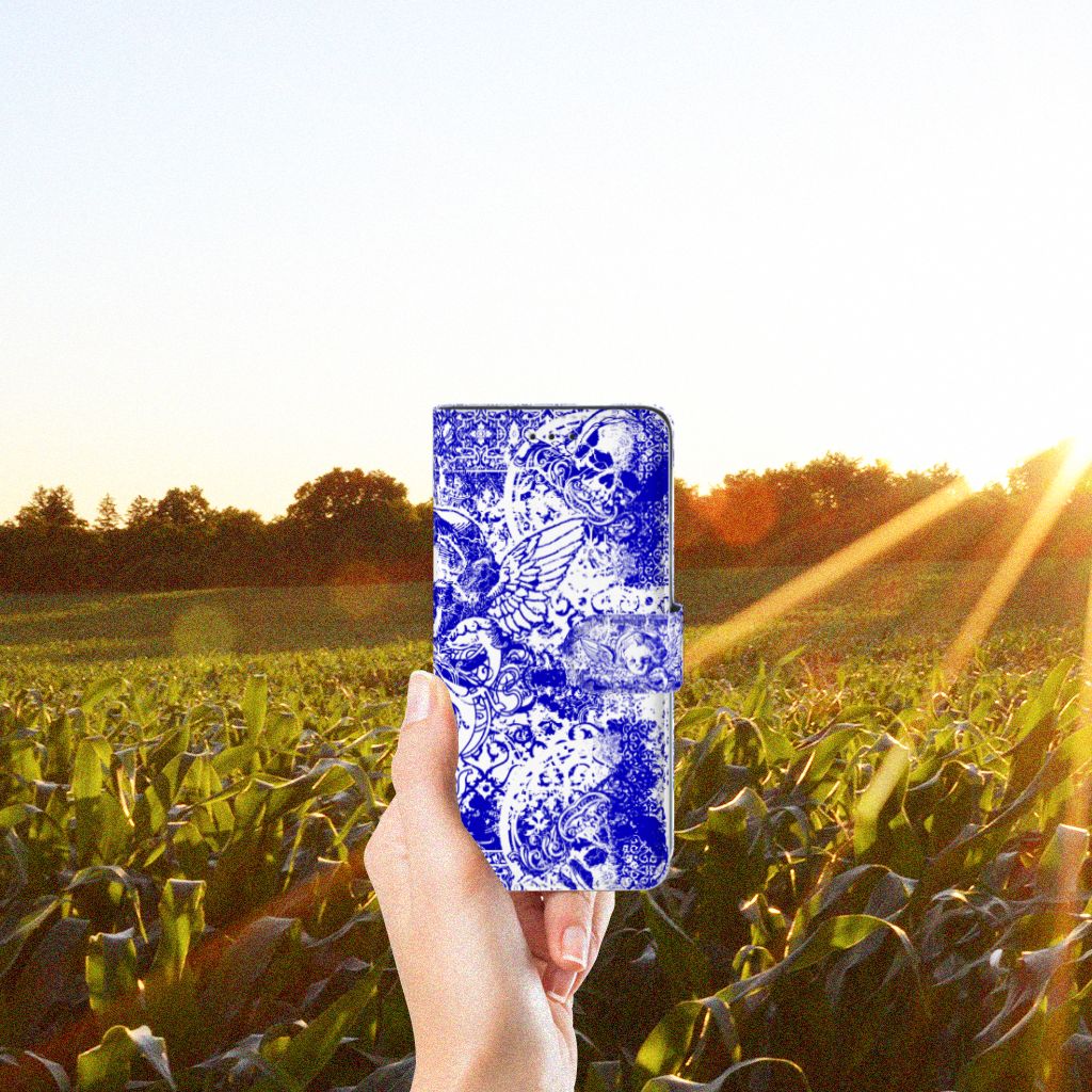 Telefoonhoesje met Naam Honor 20 Pro Angel Skull Blauw