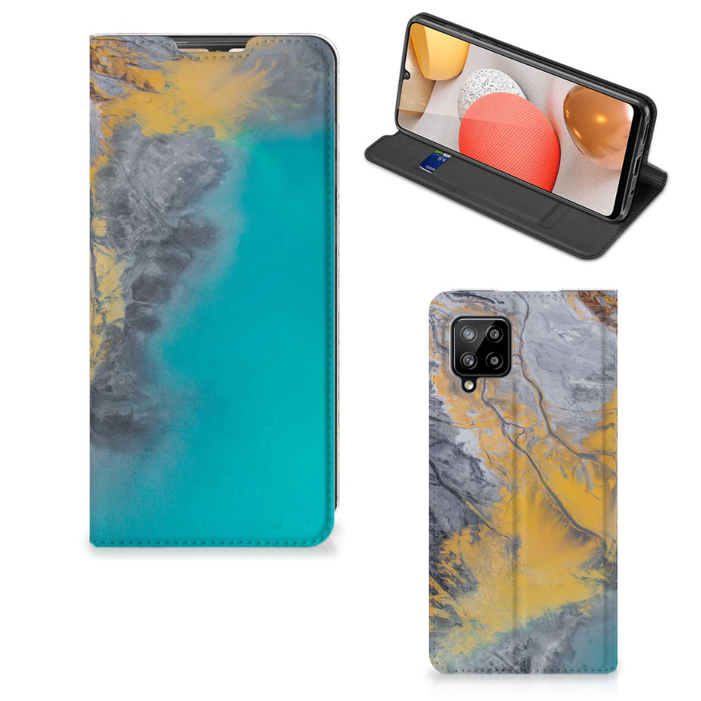Samsung Galaxy A42 Standcase Marble Blue Gold
