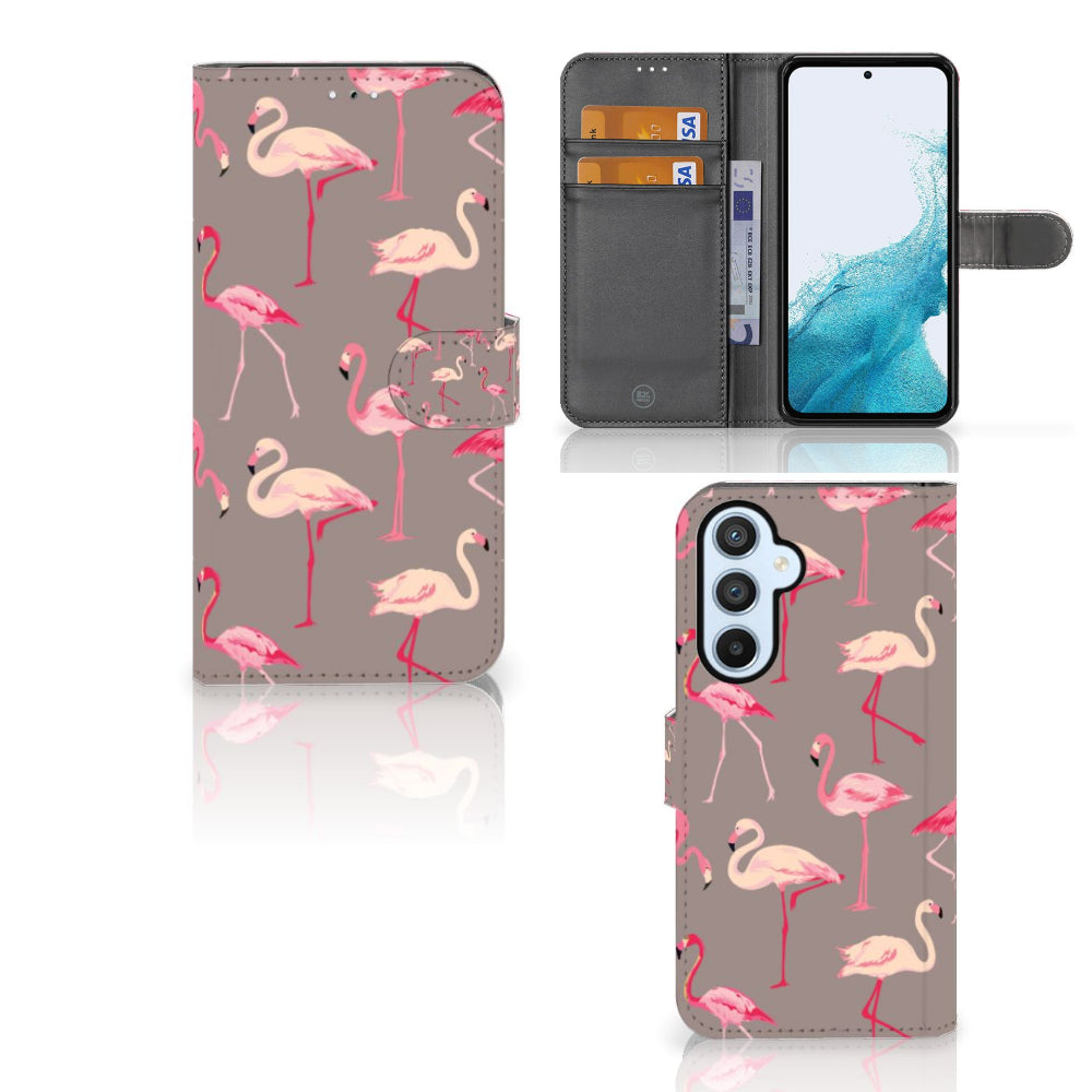 Samsung Galaxy A54 5G Telefoonhoesje met Pasjes Flamingo