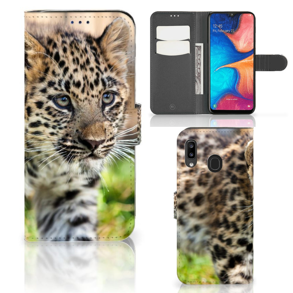 Samsung Galaxy A30 Telefoonhoesje met Pasjes Baby Luipaard
