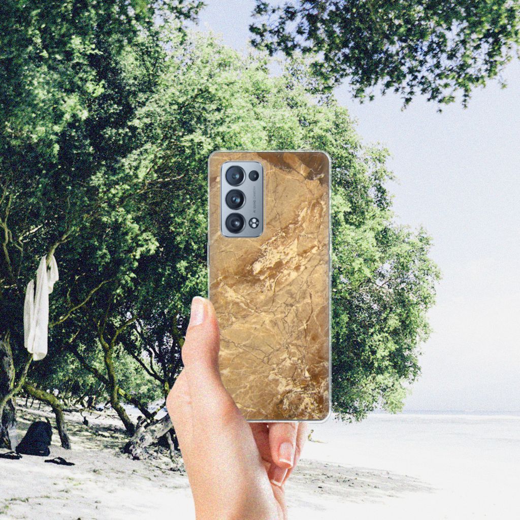 OPPO Reno 6 Pro Plus 5G TPU Siliconen Hoesje Marmer Creme B2C Telecom
