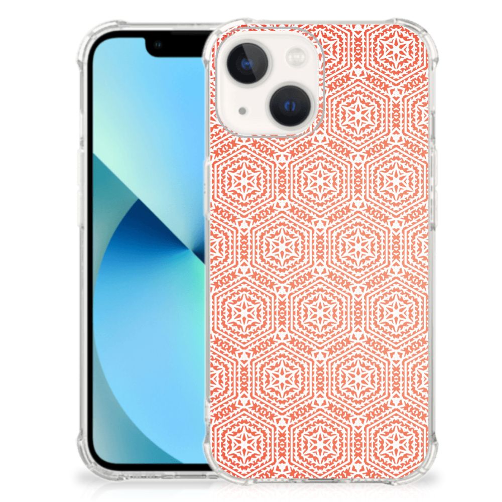 iPhone 13 mini Doorzichtige Silicone Hoesje Pattern Orange - B2C Telecom
