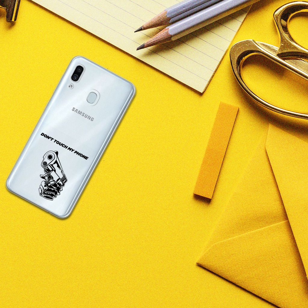 Samsung Galaxy A30 Silicone-hoesje Gun Don't Touch My Phone