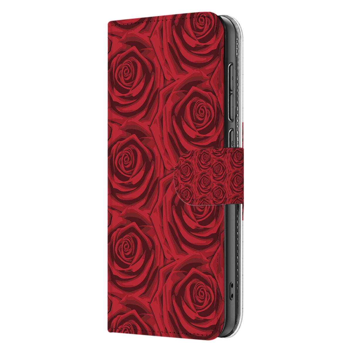 Samsung Galaxy S25 Edge Hoesje Red Roses met prachtig rozenontwerp en luxe kunstleren afwerking.