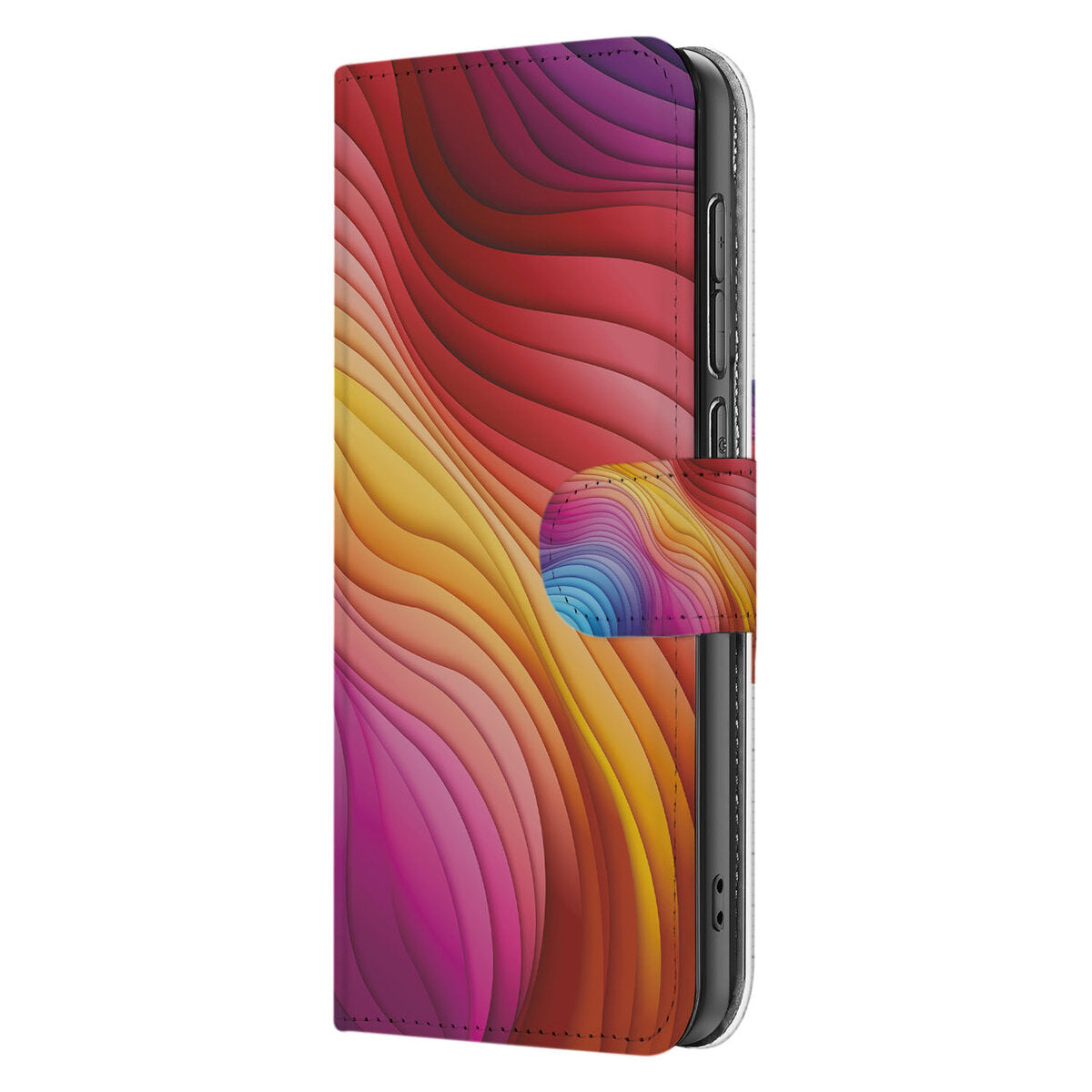 Book Case voor Samsung Galaxy S25 Edge Regenboog met kleurrijk design en magnetische sluiting.