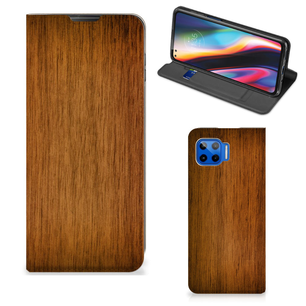 Motorola Moto G 5G Plus Book Wallet Case Donker Hout