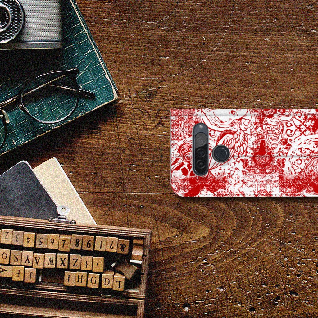 Mobiel BookCase LG G8s Thinq Angel Skull Rood - B2C Telecom