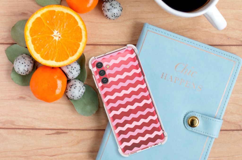 Samsung Galaxy A13 5G | A04s Doorzichtige Silicone Hoesje Waves Roze B2C Telecom