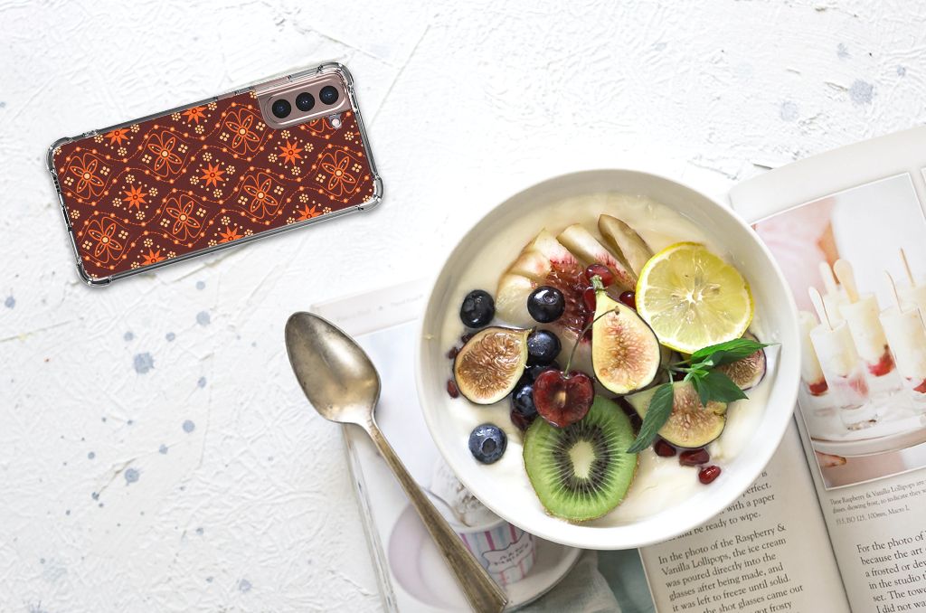 Samsung Galaxy S21 Plus Doorzichtige Silicone Hoesje Batik Brown B2C Telecom
