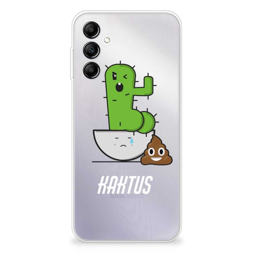 Samsung Galaxy A14 5G Telefoonhoesje met Naam Cactus Poo design met grappige cactus en poep afbeelding.