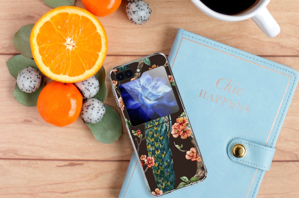 Samsung Galaxy Z Flip 5 TPU Hoesje Pauw met Bloemen