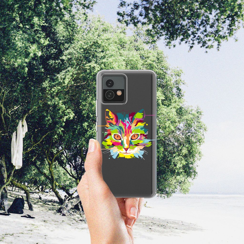Motorola Moto G72 Telefoonhoesje met Naam Cat Color B2C Telecom