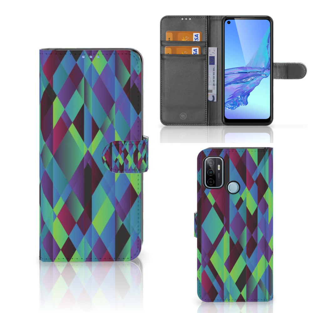OPPO A53 | OPPO A53s Book Case Abstract Green Blue