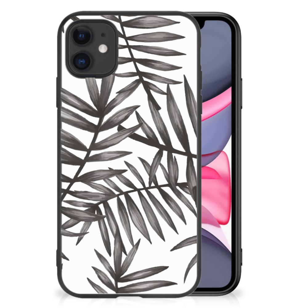 iPhone 11 Bloemen Hoesje Leaves Grey