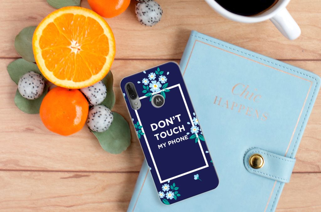 Motorola Moto E6 Plus Silicone-hoesje Flowers Blue DTMP
