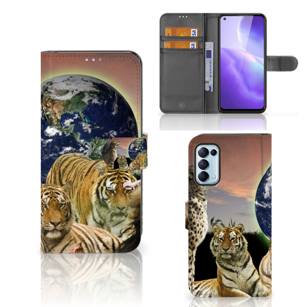 OPPO Find X3 Lite Telefoonhoesje met Pasjes Roofdieren