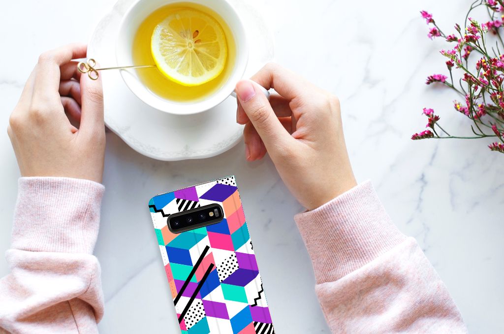 Samsung Galaxy S10 Stand Case Blokken Kleurrijk