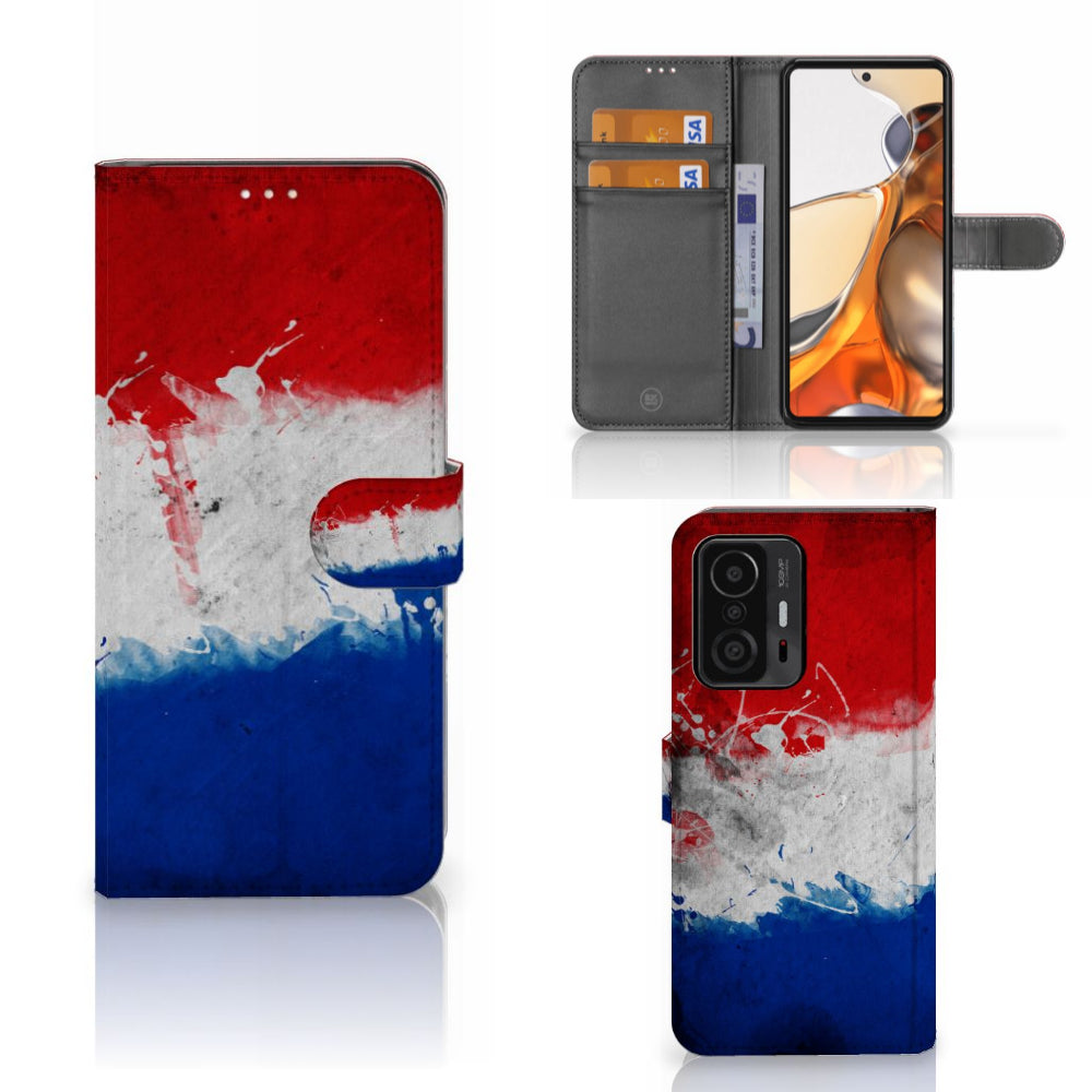 Xiaomi 11T | 11T Pro Bookstyle Case Nederland met artistiek design van de Nederlandse vlag.