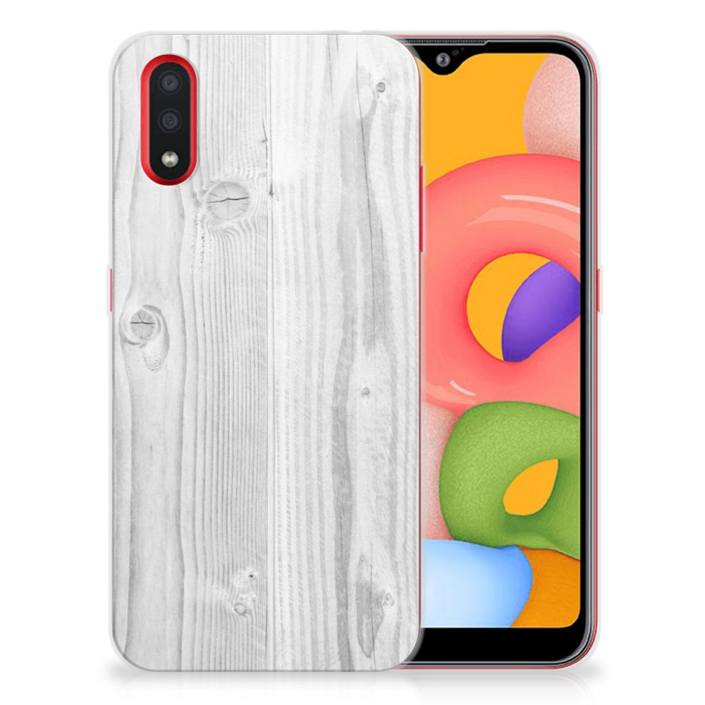 Samsung Galaxy A01 Bumper Hoesje White Wood