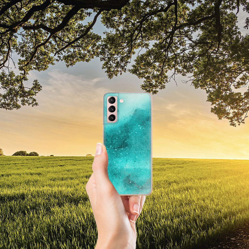 Hoesje maken Samsung Galaxy S21 Painting Blue B2C Telecom